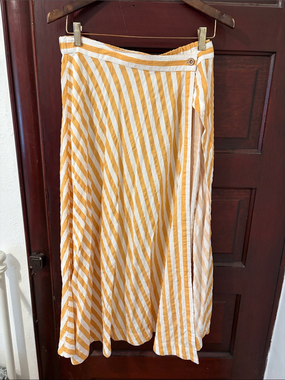 Striped Yellow and White Maxi Wrap Skirt